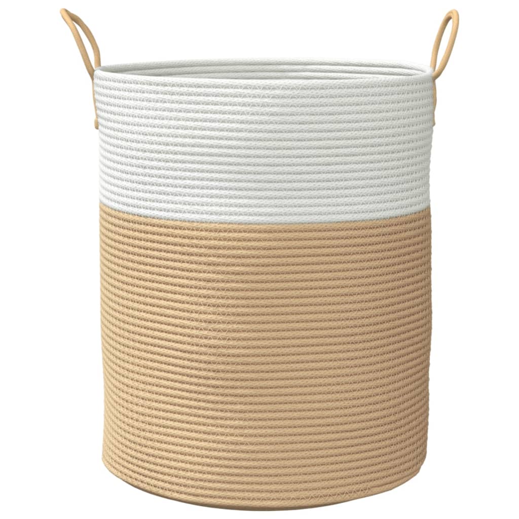 vidaXL Panier de rangement beige et blanc Ø38x46 cm coton