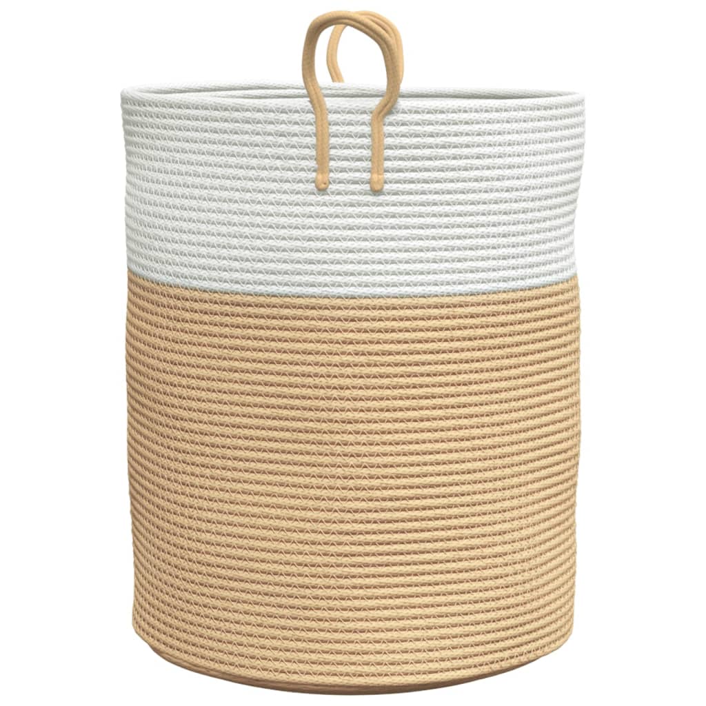vidaXL Panier de rangement beige et blanc Ø38x46 cm coton