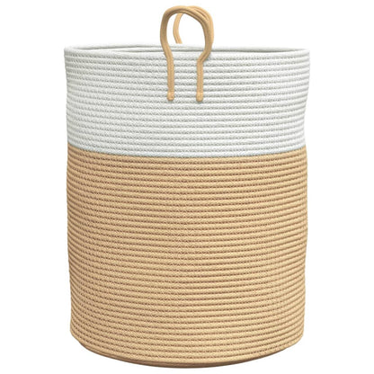 vidaXL Panier de rangement beige et blanc Ø38x46 cm coton