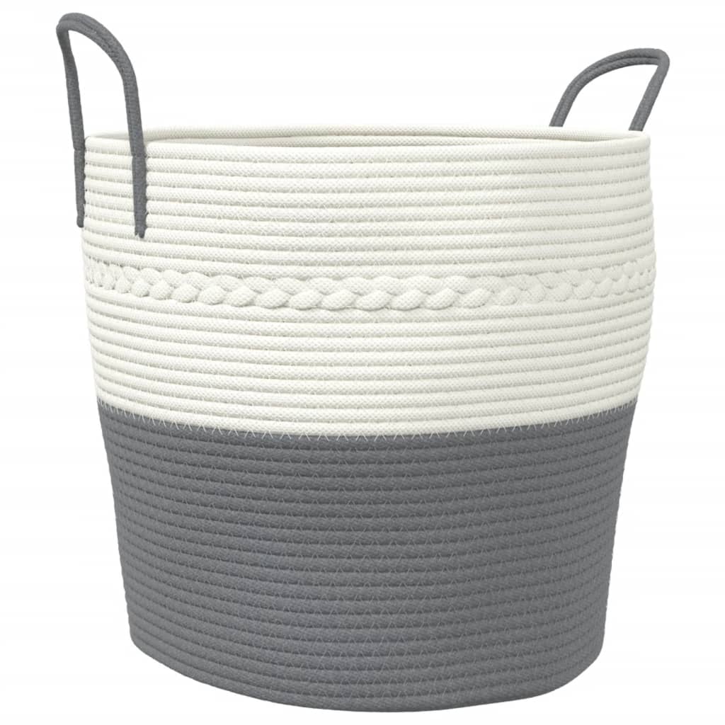 vidaXL Panier de rangement gris et blanc Ø43x38 cm coton
