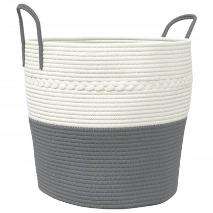 vidaXL Panier de rangement gris et blanc Ø43x38 cm coton