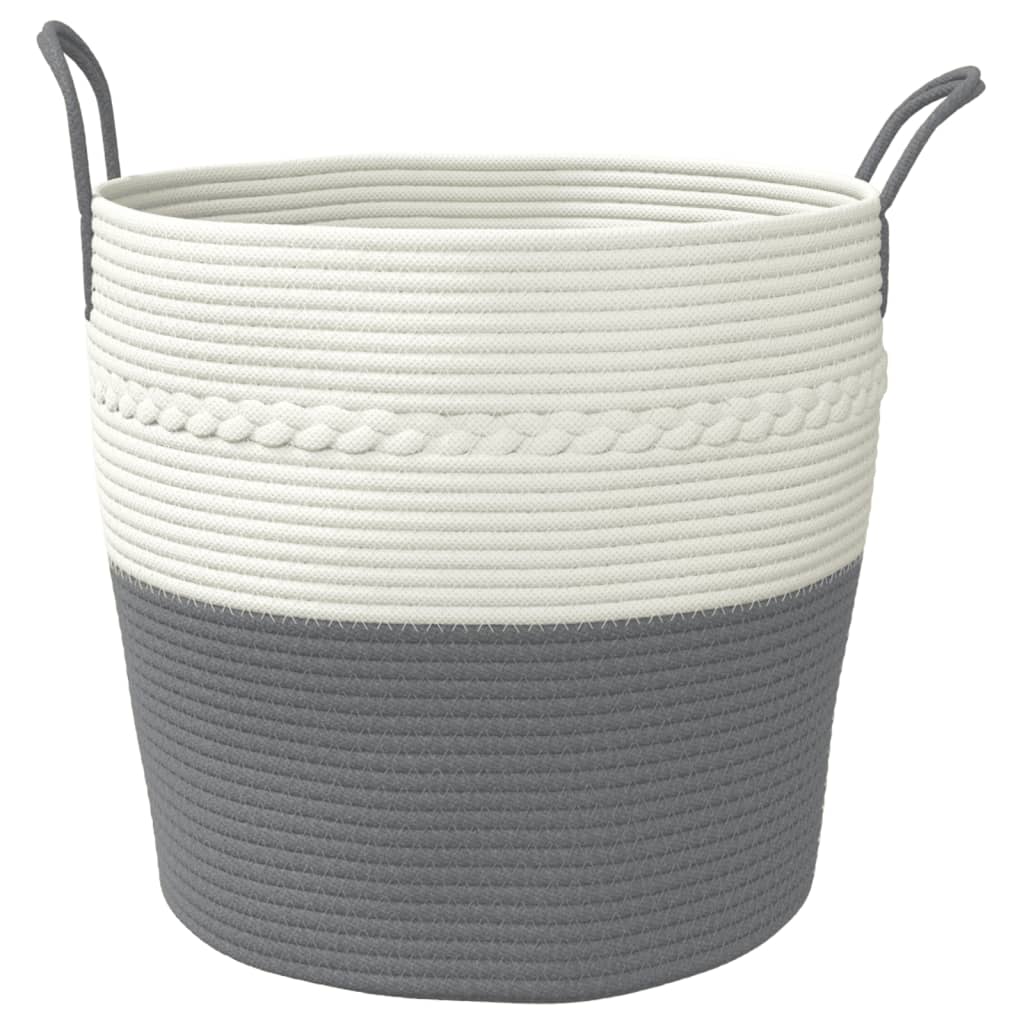 vidaXL Panier de rangement gris et blanc Ø43x38 cm coton