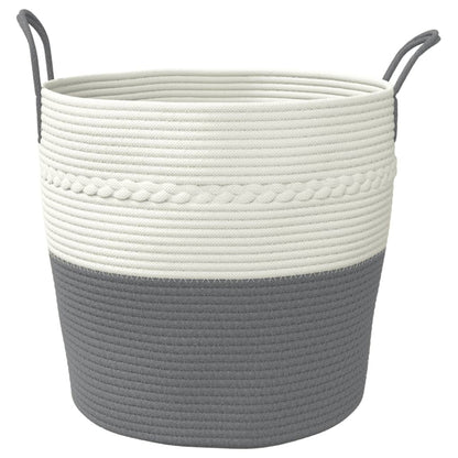 vidaXL Panier de rangement gris et blanc Ø43x38 cm coton