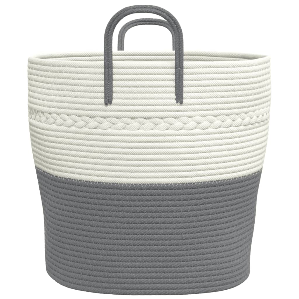 vidaXL Panier de rangement gris et blanc Ø43x38 cm coton