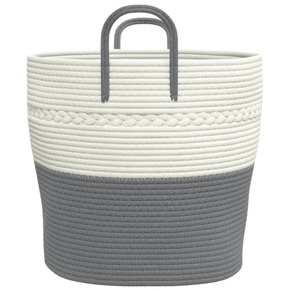 vidaXL Panier de rangement gris et blanc Ø43x38 cm coton