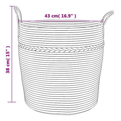 vidaXL Panier de rangement gris et blanc Ø43x38 cm coton