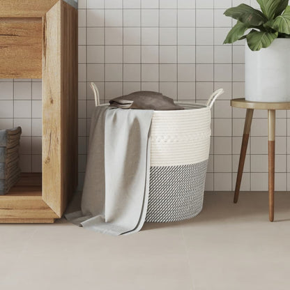 vidaXL Panier de rangement gris et blanc Ø43x38 cm coton