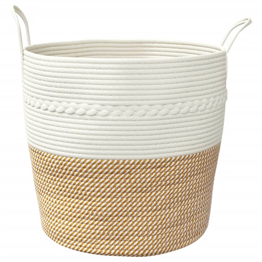 vidaXL Panier de rangement marron et blanc Ø43x38 cm coton