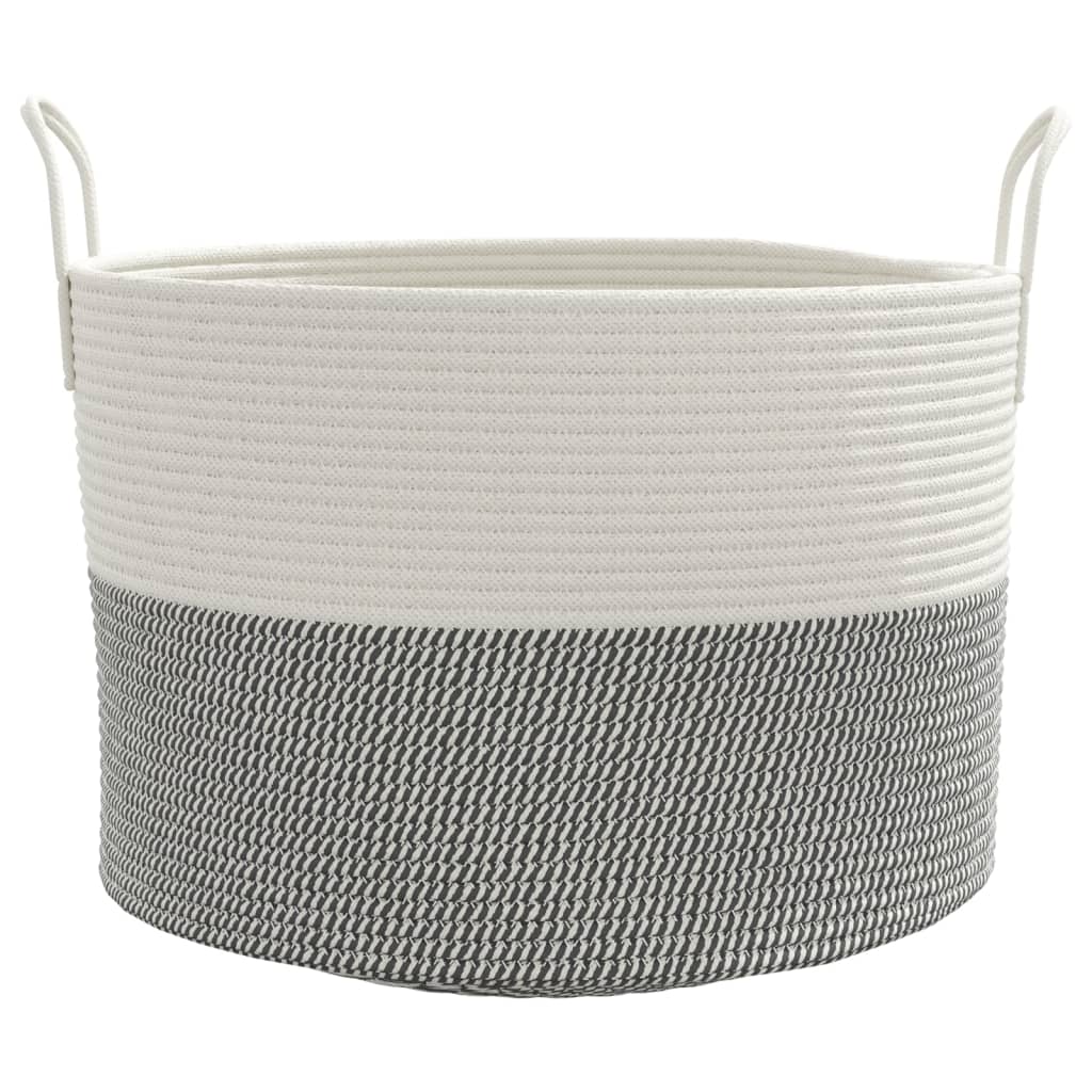 vidaXL Panier de rangement gris et blanc Ø51x33 cm coton