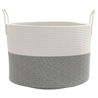 vidaXL Panier de rangement gris et blanc Ø51x33 cm coton