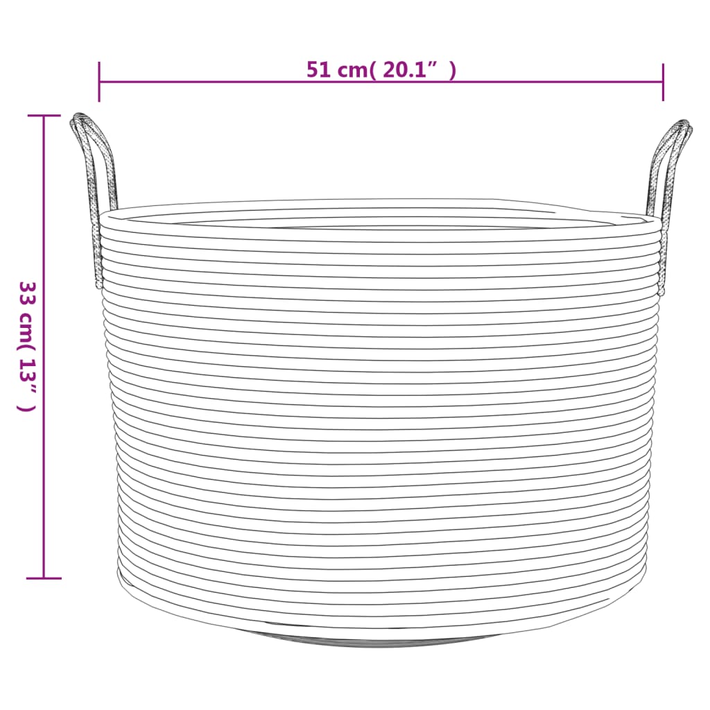 vidaXL Panier de rangement gris et blanc Ø51x33 cm coton