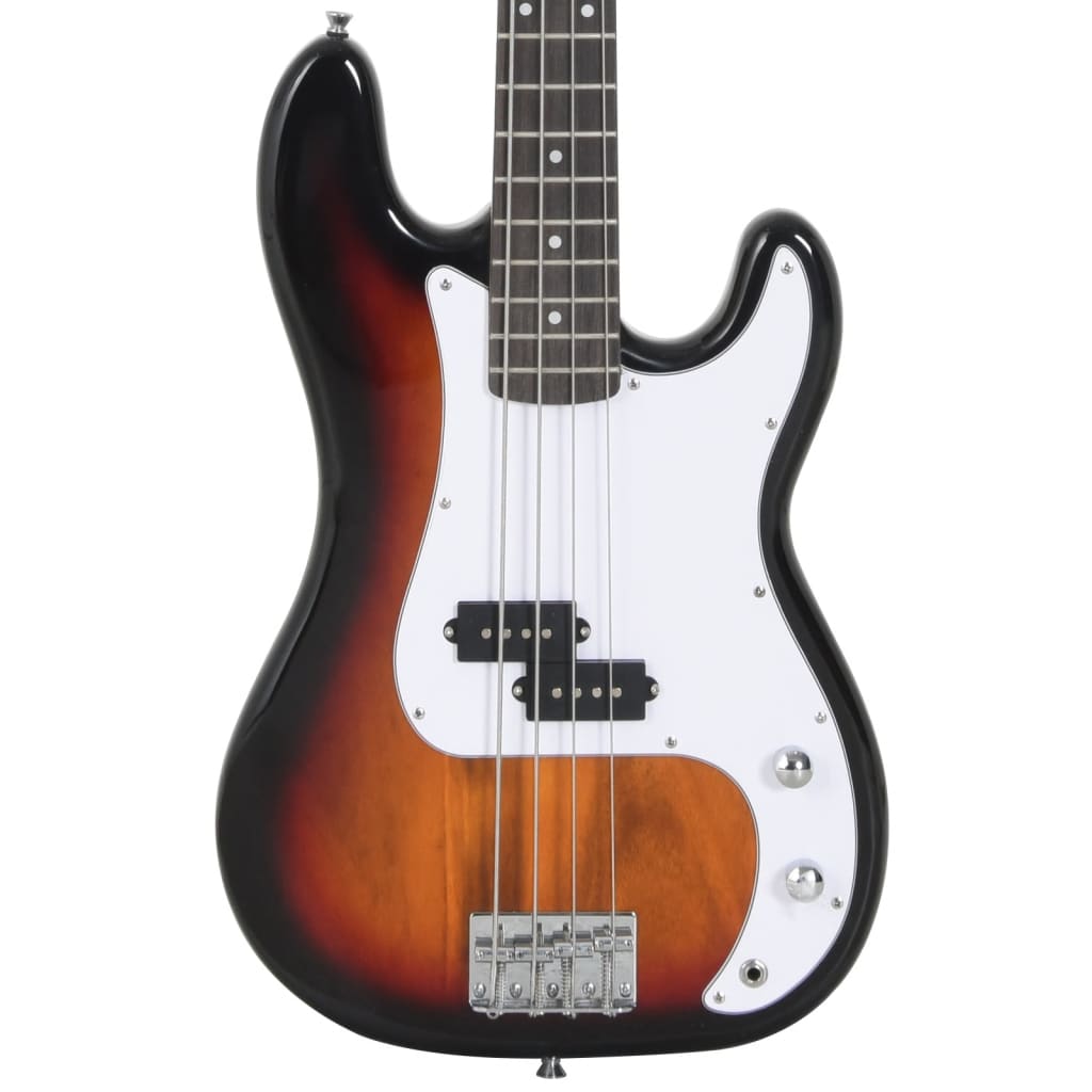 vidaXL Guitare basse électrique de débutants sac brun et blanc 4/4 46"