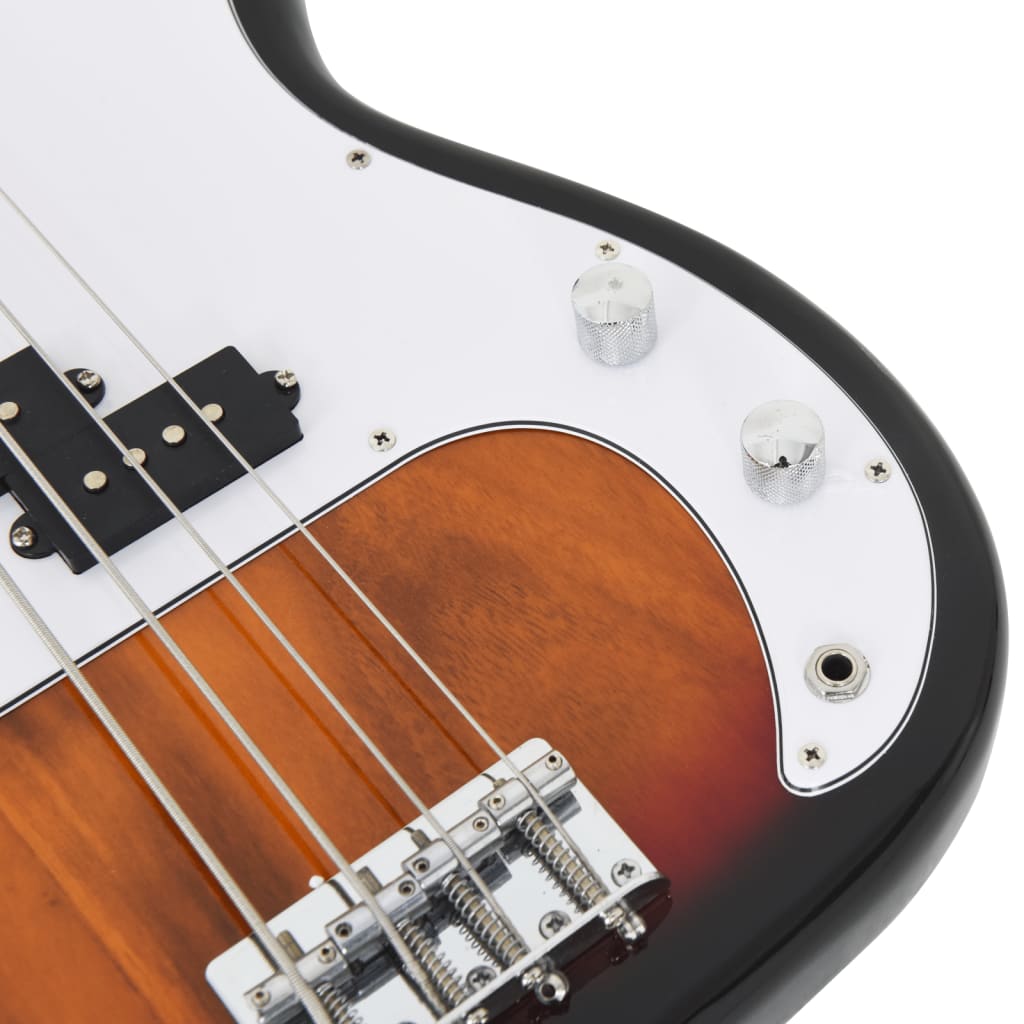 vidaXL Guitare basse électrique de débutants sac brun et blanc 4/4 46"