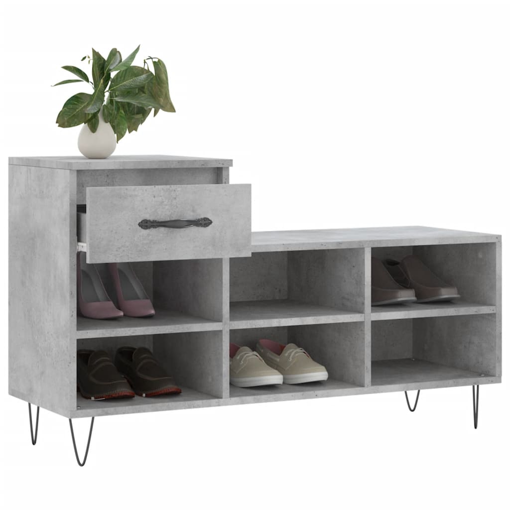 vidaXL Armoire à chaussures Gris béton 102x36x60 cm Bois d'ingénierie