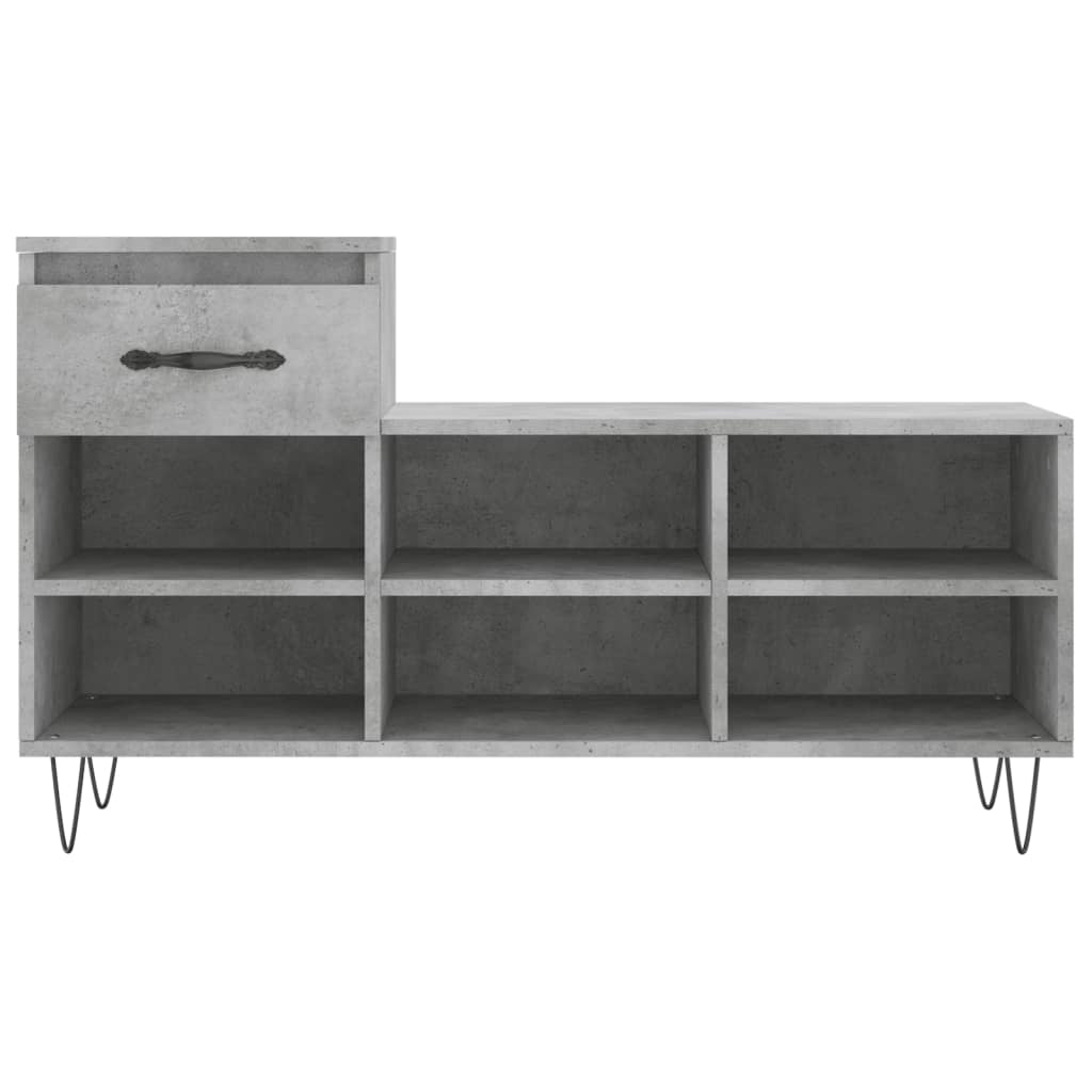vidaXL Armoire à chaussures Gris béton 102x36x60 cm Bois d'ingénierie