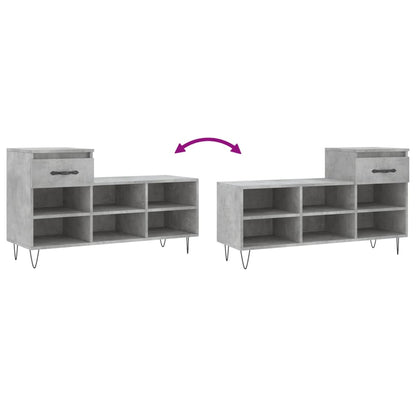 vidaXL Armoire à chaussures Gris béton 102x36x60 cm Bois d'ingénierie