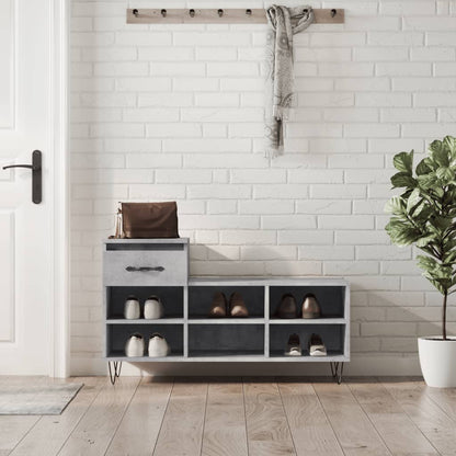 vidaXL Armoire à chaussures Gris béton 102x36x60 cm Bois d'ingénierie