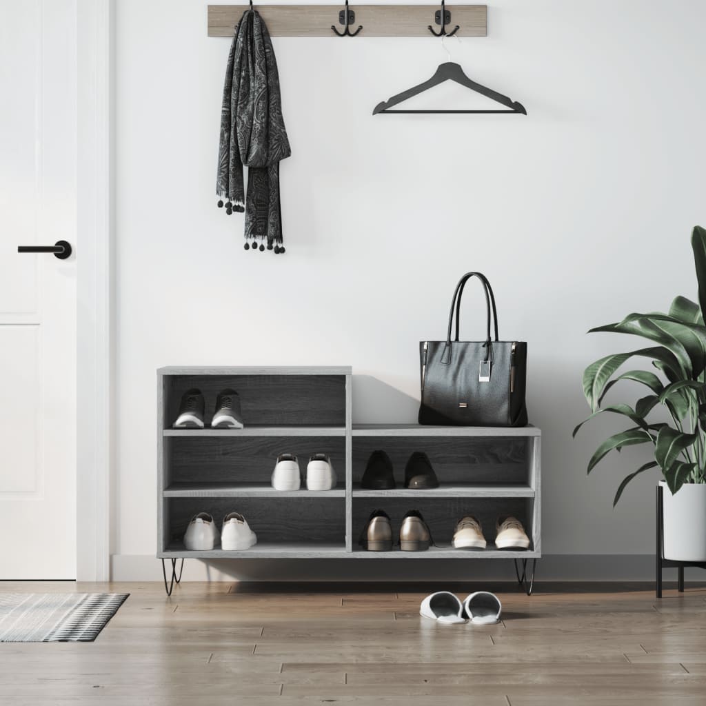 vidaXL Armoire à chaussures Sonoma gris 102x36x60 cm Bois d'ingénierie