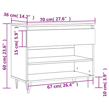 vidaXL Armoire à chaussures Sonoma gris 70x36x60 cm Bois d'ingénierie