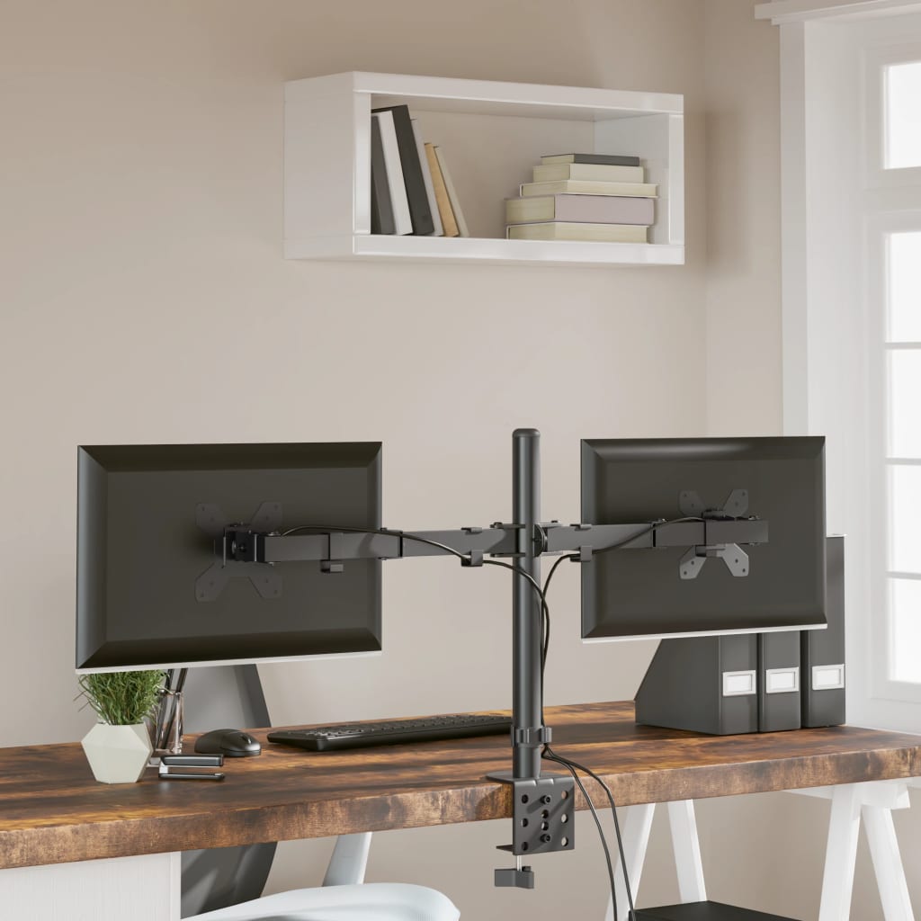 vidaXL Support de moniteur double noir acier VESA 75/100 mm