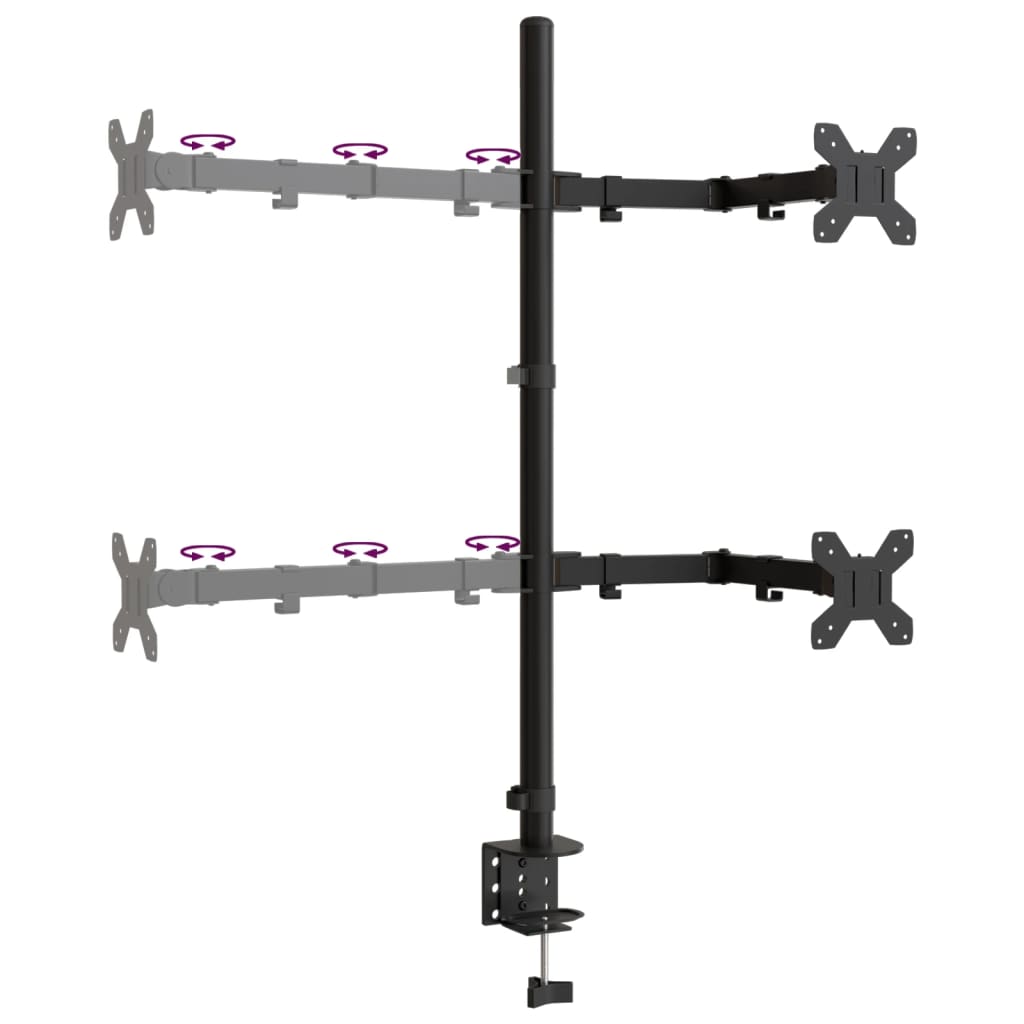 vidaXL Support de moniteur noir acier VESA 75/100 mm