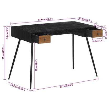 vidaXL Bureau 117x56,5x75 cm teck massif récupéré