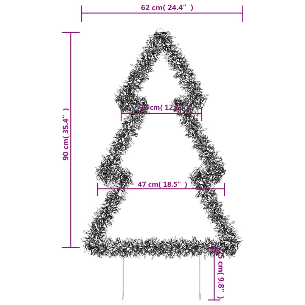 vidaXL Décoration lumineuse arbre de Noël avec piquets 115 LED 90 cm