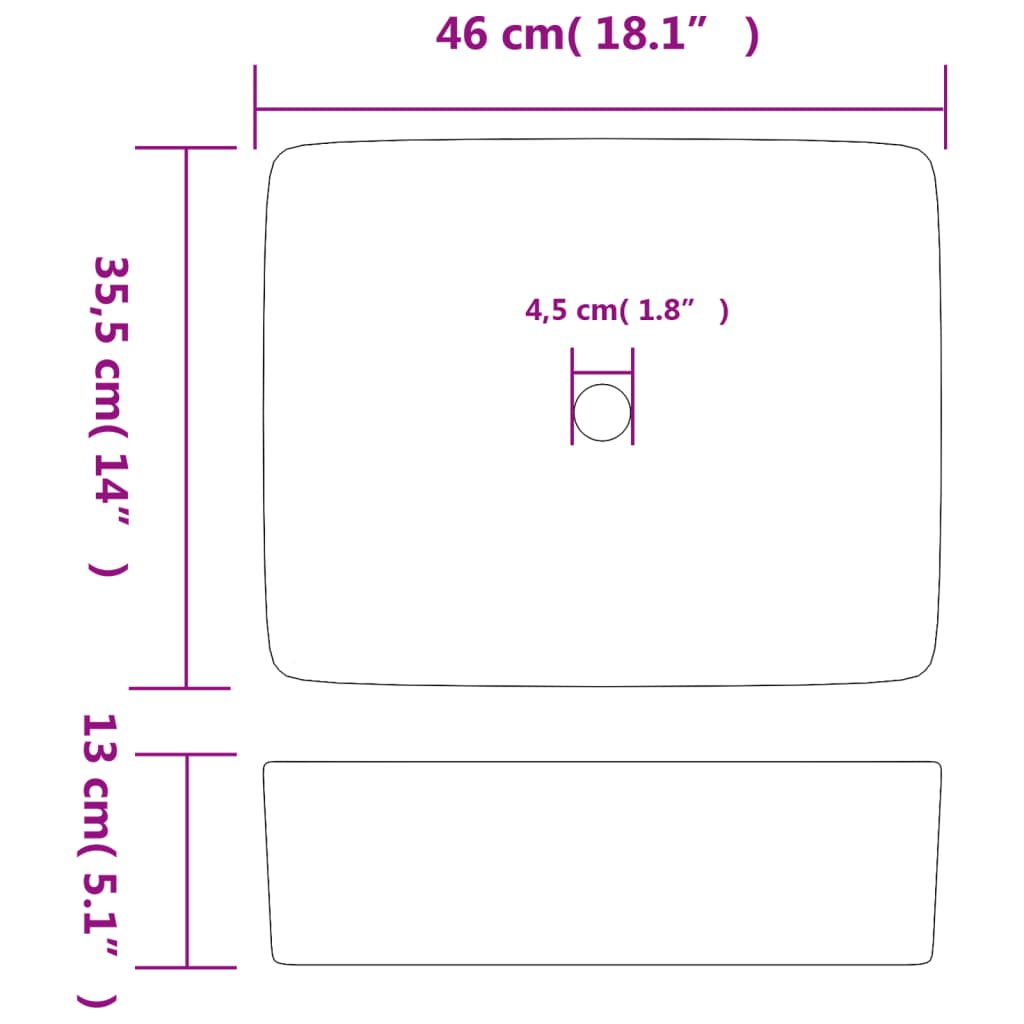 vidaXL Vasque à poser noir et marron rectangulaire céramique