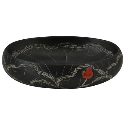 vidaXL Vasque à poser noir ovale 59x40x15 cm céramique