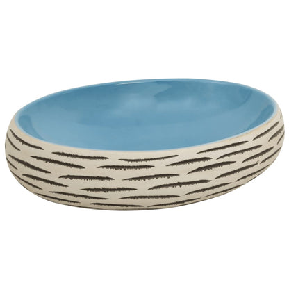 vidaXL Vasque à poser multicolore ovale 59x40x15 cm céramique