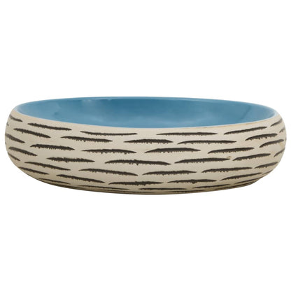 vidaXL Vasque à poser multicolore ovale 59x40x15 cm céramique