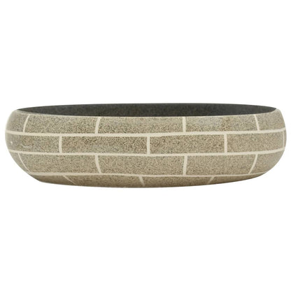 vidaXL Vasque à poser multicolore ovale 59x40x15 cm céramique