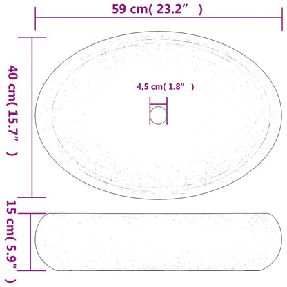 vidaXL Vasque à poser multicolore ovale 59x40x15 cm céramique