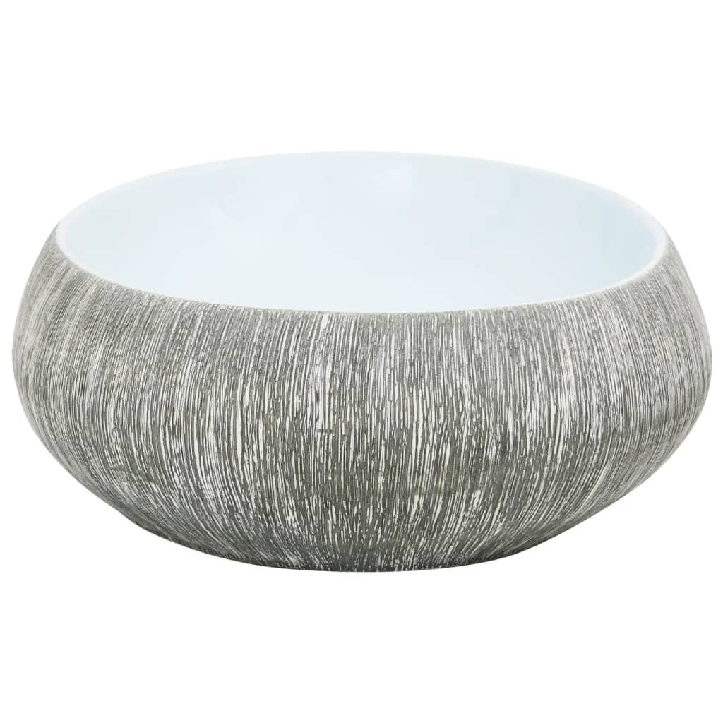 vidaXL Vasque à poser gris et bleu ovale 59x40x15 cm céramique