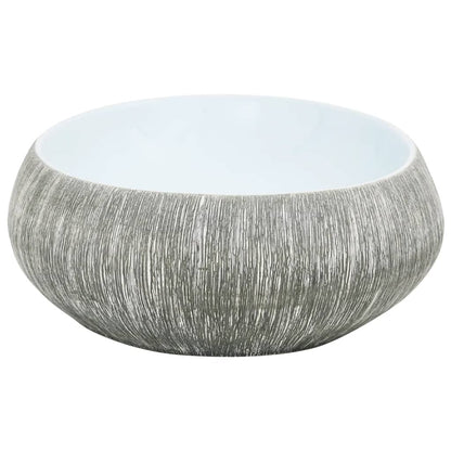 vidaXL Vasque à poser gris et bleu ovale 59x40x15 cm céramique