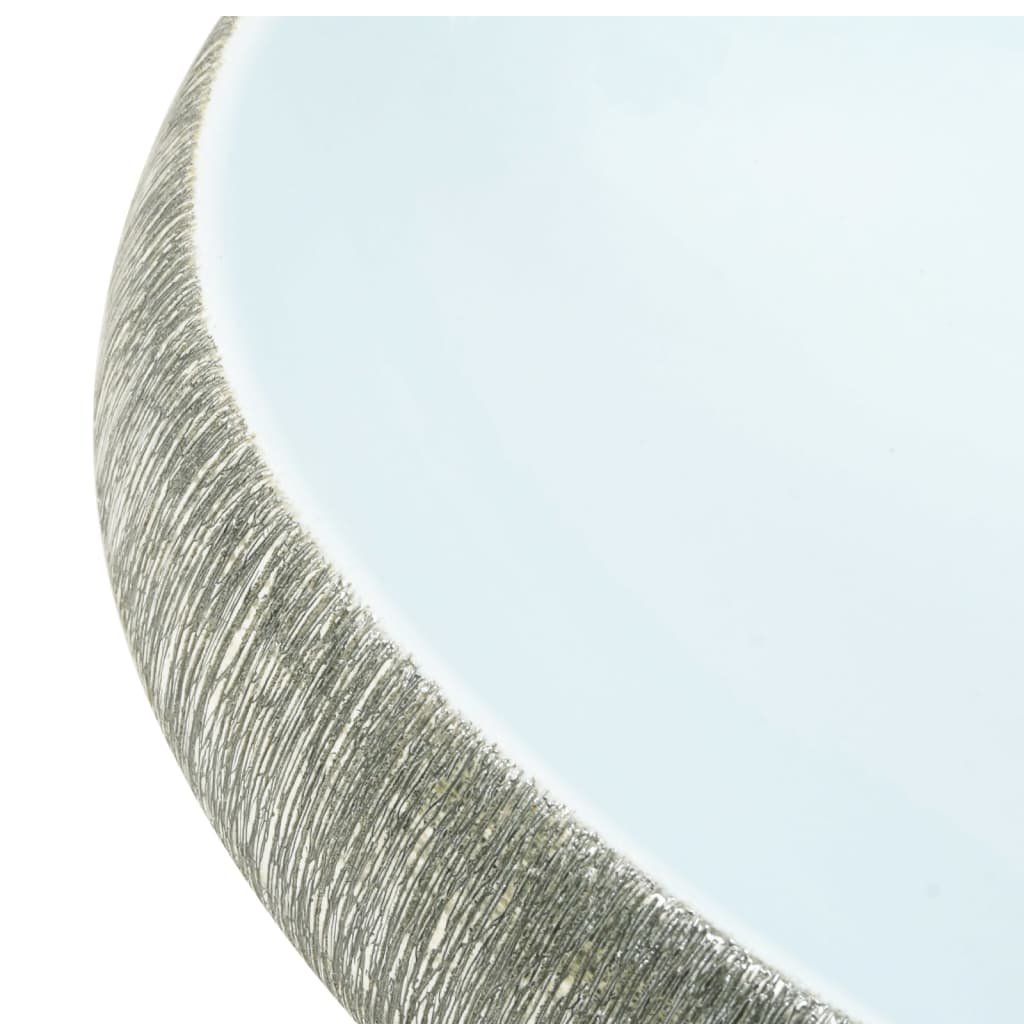 vidaXL Vasque à poser gris et bleu ovale 59x40x15 cm céramique
