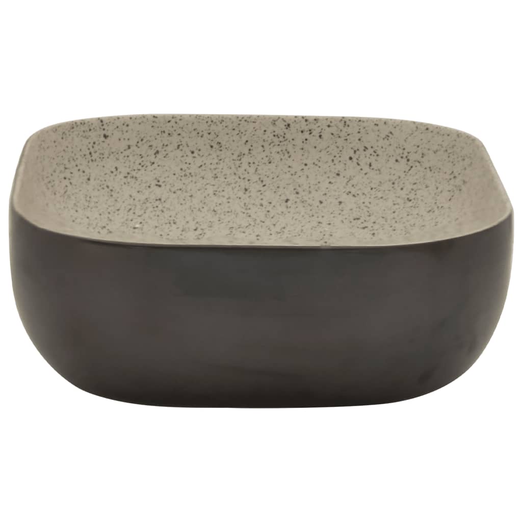 vidaXL Vasque à poser gris/noir rectangulaire 48x37,5x13,5cm céramique