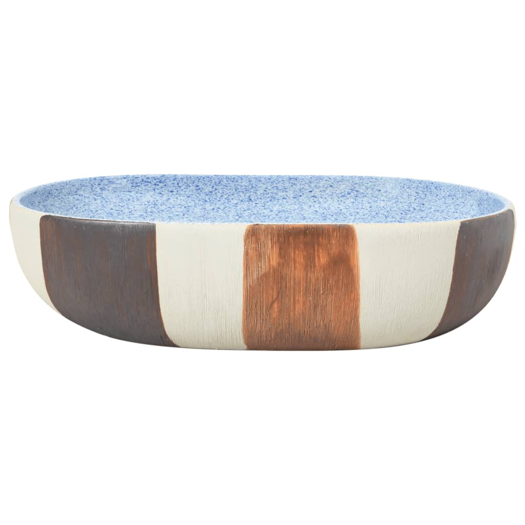vidaXL Vasque à poser multicolore ovale 59x40x14 cm céramique