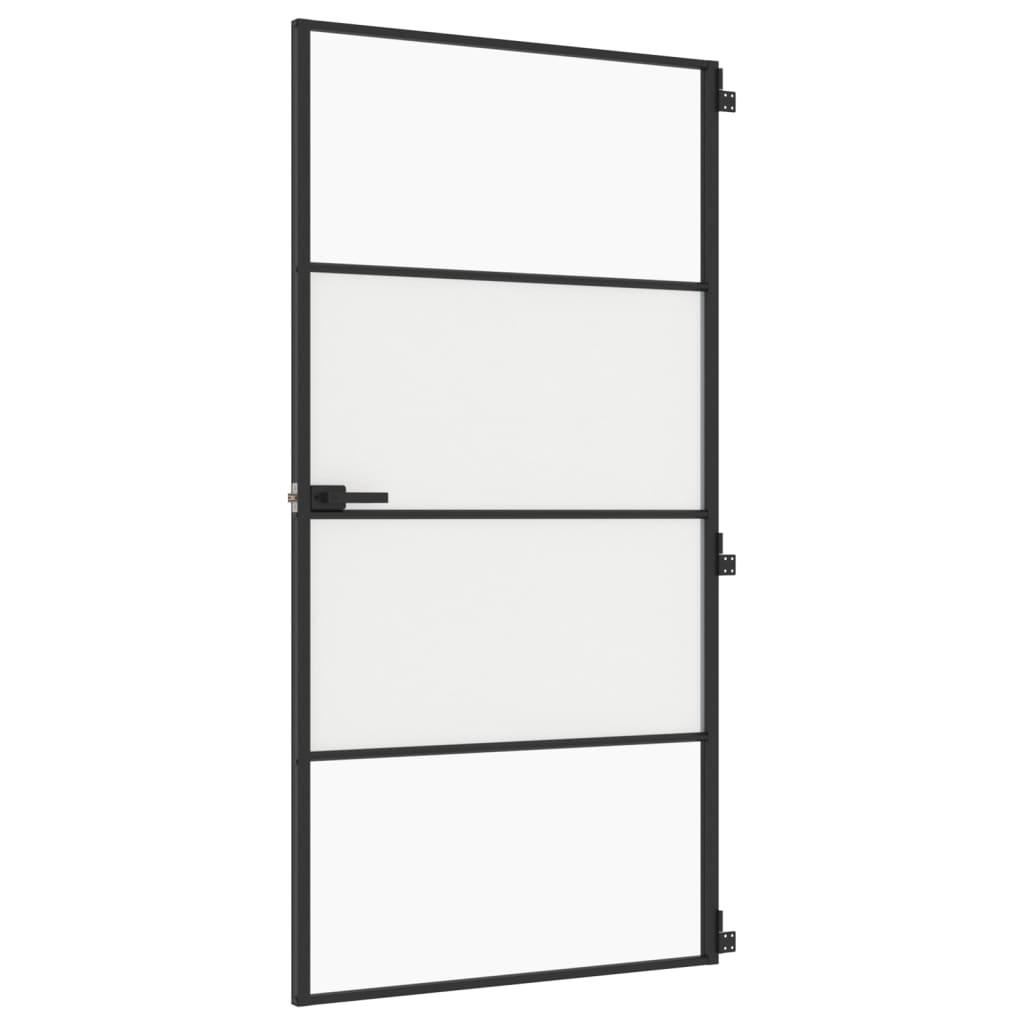 vidaXL Porte intérieure mince noir verre trempé aluminium
