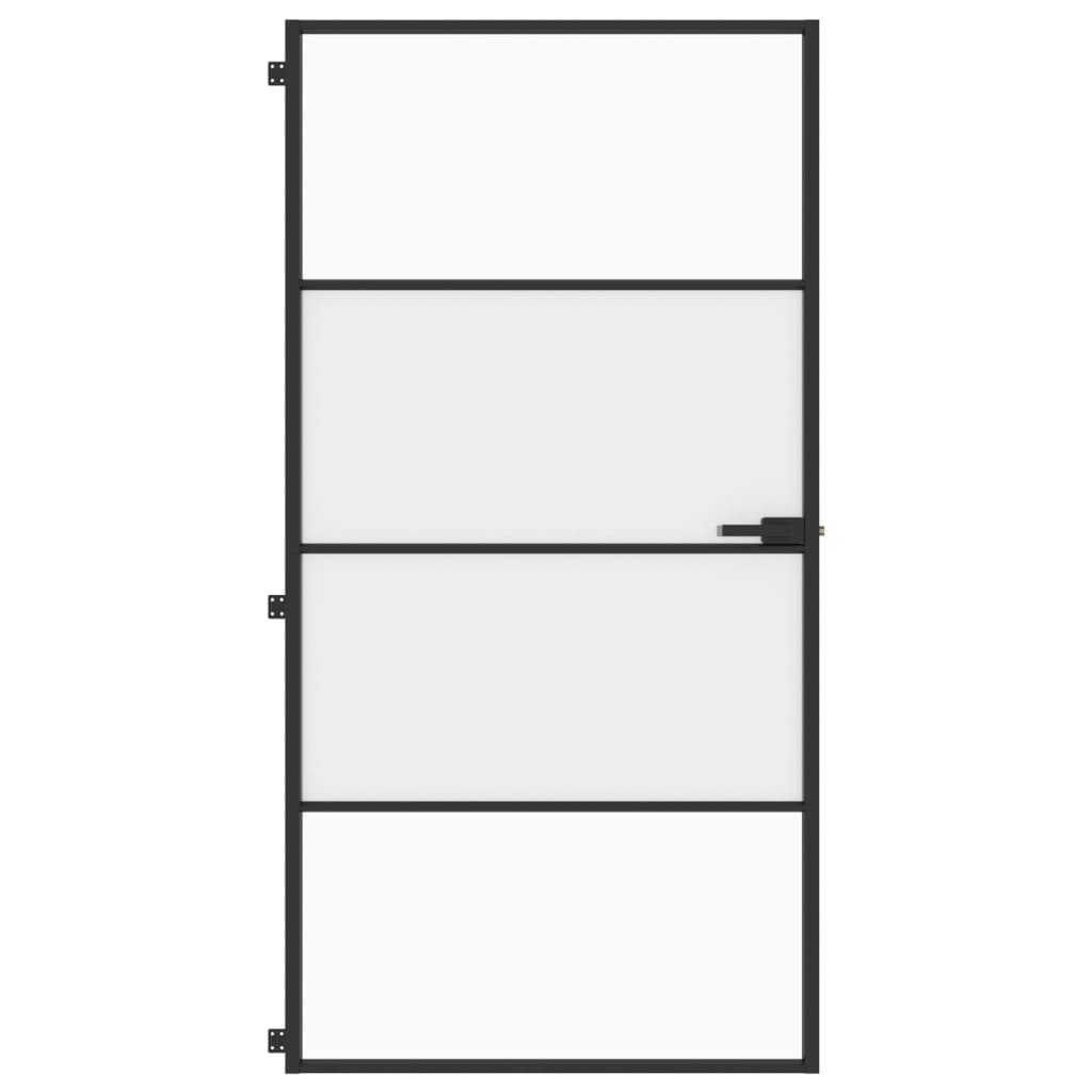 vidaXL Porte intérieure mince noir verre trempé aluminium