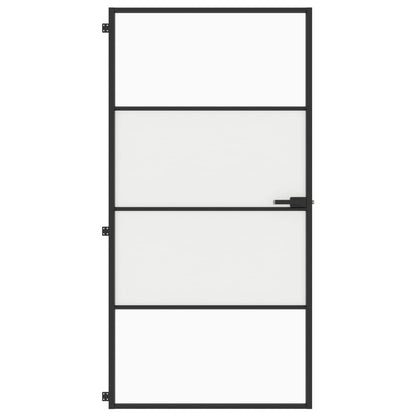 vidaXL Porte intérieure mince noir verre trempé aluminium