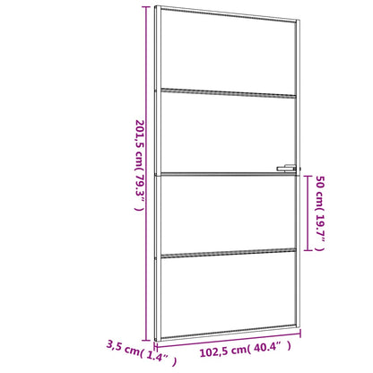 vidaXL Porte intérieure mince noir verre trempé aluminium