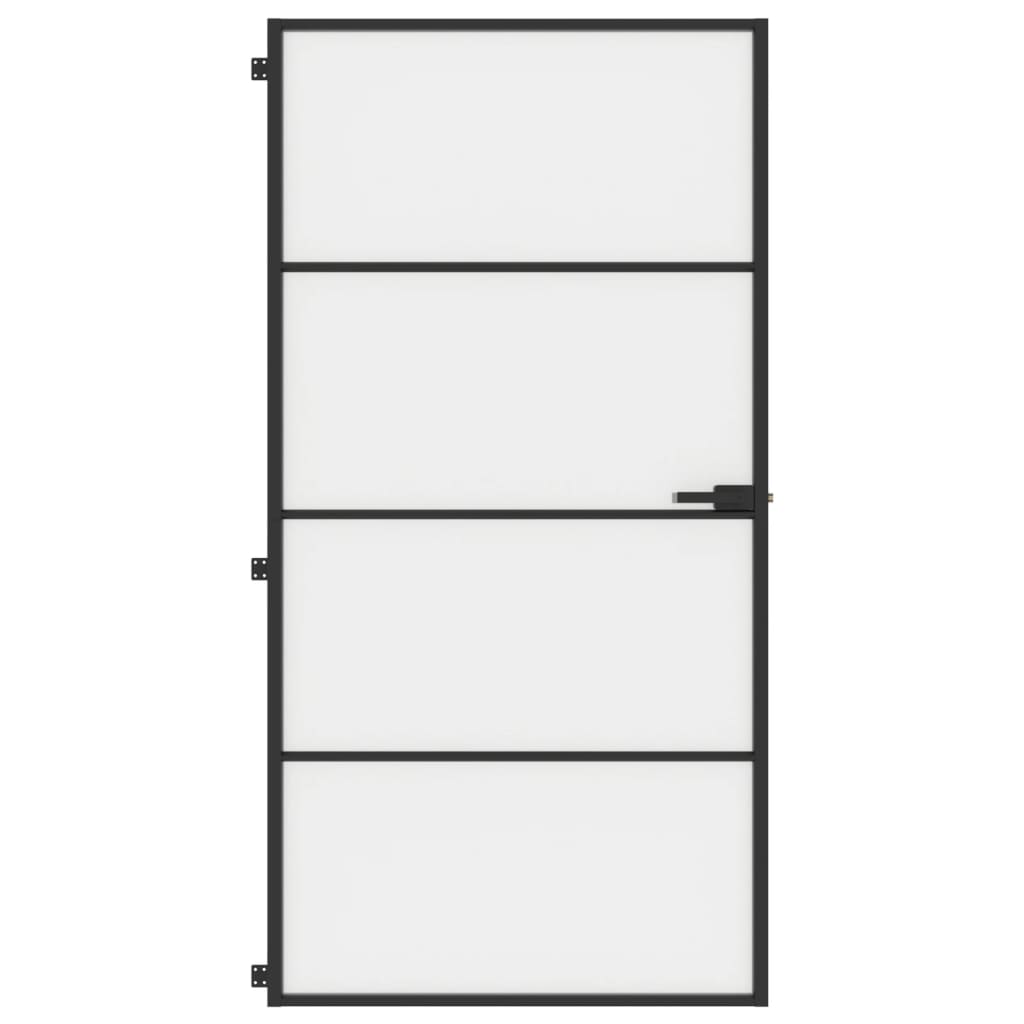 vidaXL Porte intérieure mince noir verre trempé aluminium