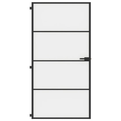 vidaXL Porte intérieure mince noir verre trempé aluminium