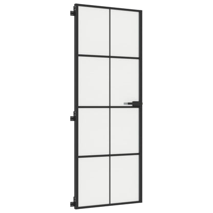 vidaXL Porte intérieure mince noir 76x201,5 cm verre trempé aluminium