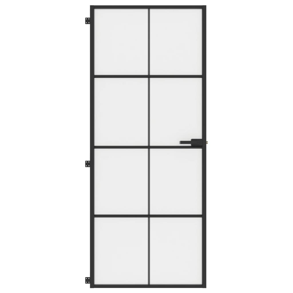 vidaXL Porte intérieure mince noir 83x201,5 cm verre trempé aluminium