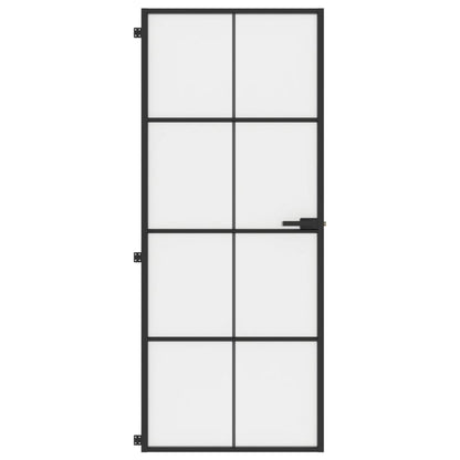 vidaXL Porte intérieure mince noir 83x201,5 cm verre trempé aluminium
