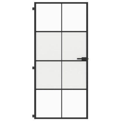 vidaXL Porte intérieure mince noir 93x201,5 cm verre trempé aluminium