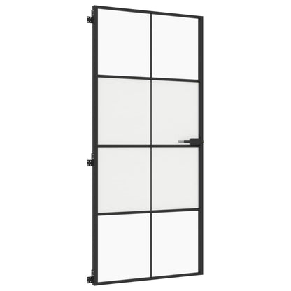 vidaXL Porte intérieure mince noir 93x201,5 cm verre trempé aluminium