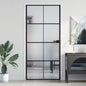 vidaXL Porte intérieure mince noir 93x201,5 cm verre trempé aluminium